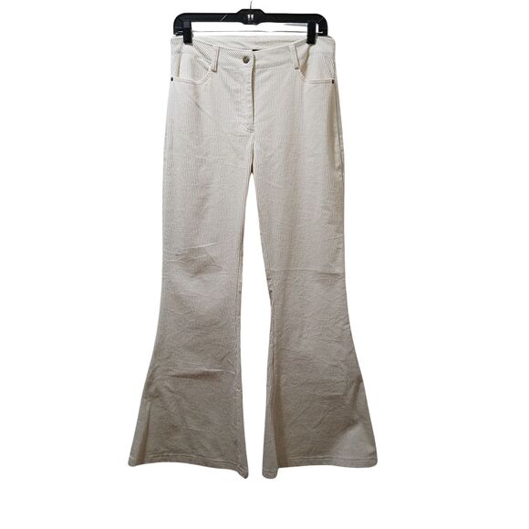 Forever 21 Corduroy Flare Jeans Women’s Large 30x32 Cream Ivory Stretch Pants - Picture 1 of 7